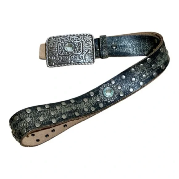 NWOT Women’s Ariat Stud-Rhinestone Leather Belt With Masters Buckle Size 36 - Picture 5 of 7